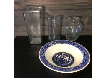 Assorted Glass Vases And Royal China Bowl