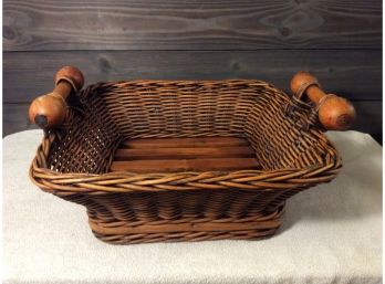 Wicker Basket With Wood Handles