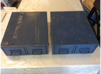 2 Metal Index Card Sized File Cabinets