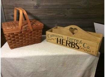 Picnic Basket And Nice Decorative Wood Crate
