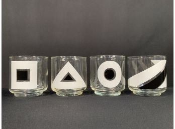 Mid Century Libbey Glass Geometric Rocks Glasses