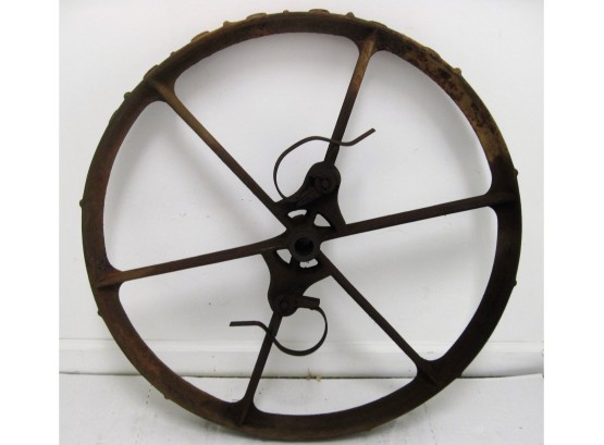 Antique Cast Iron 30' Tractor Or Wagon Wheel  Great Industrial Look #1