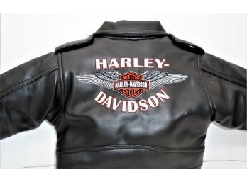 Harley Davidson Faux Leather Kid Biker Jacket Size 18M