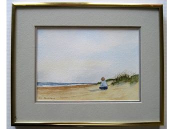 Lois Sanders Atkinson (American 1921-2008) Young Boy On Beach Watercolor Painting