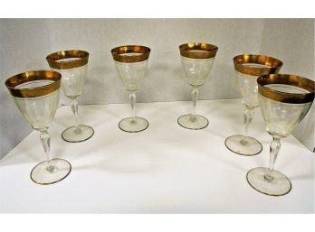 Set Of 6 Vintage Mid Century Cluver  7 1/2' Wine Glasses