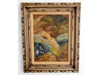 Well Done Vintage Mid Century Impressionist Autumn Landscape Signed Oil Painting
