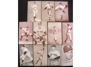 Lot Of 11 Vintage NY Yankees Blank Back Exhibit Cards