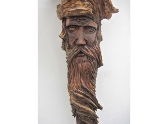 Vintage Folk Art 22' Driftwood Old Man Figural Wood Carving