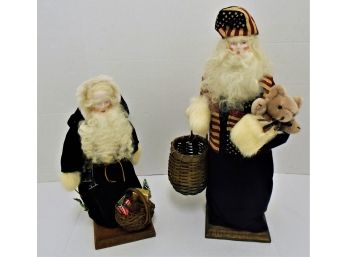Vintage Pair Of  Beautifully Crafted Santas