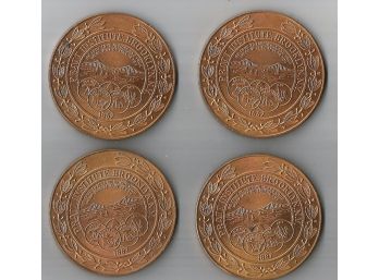 Lot Of 4 Large Pratt Institute Brooklyn New York Brass Medallion