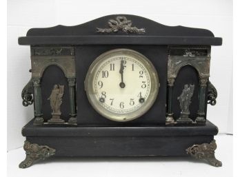 Antique Sessions 4 Column Figural 8 Day Mantle Clock