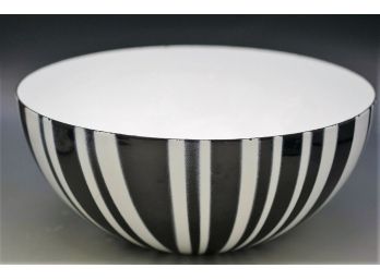 Mid Century Modern Cathrineholme Norway Zebra Stripe Enamel On Metal Salad Bowl