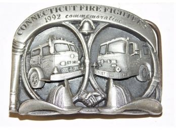 1992 Limited Edition Connecticut Fire Fighters Commemorative 3 Dimensional  Belt Buckle