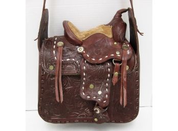 Vintage Genuine Leather Women's Saddle Bag Style Purse