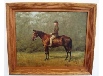 Vintage Mid Century Equestrian Oil On Panel Painting Signed W.A Mann
