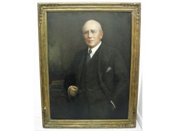 Large Antique Oil On Board Portrait Painting Of A Distinguished Gentleman Signed Moses