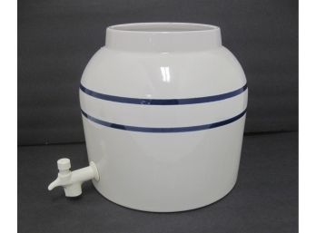 Springwell 2 1/2 Gallon Ceramic Blue Strip Stoneware Dispenser