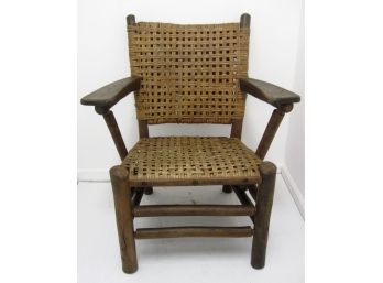 Rare Antique American  Old Hickory Rustic Woven  Arm Chair