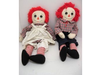 Vintage Pair Of Large 38' Raggedy Ann & Andy Dolls