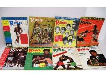 Lot Of 8 Vintage 1970s 'The Ring' Boxing Magazines All With Muhammad Ali On Cover