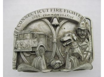 1988 Limited Edition Connecticut Fire Fighters Commemorative 3 Dimensional  Belt Buckle