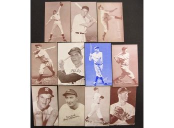 Lot Of 11 Vintage NY Yankees Blank Back Exhibit Cards