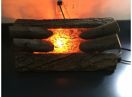 Vintage Faux Electric Motion Rolling Fire Fireplace Logs. Works Like A Charm!