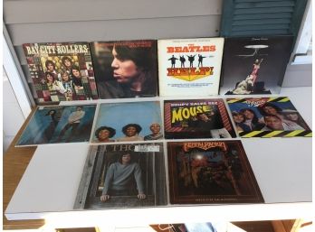 10 Rock Plus LP Records. Bay City Rollers, George Thorogood, The Beatles, Diana Ross, Soupy Sales.