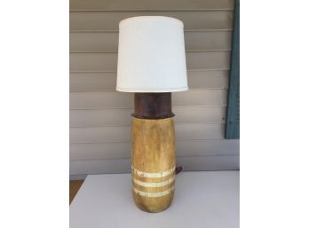 Vintage Heavy Solid Wood Nautical Buoy Lamp. Stands 32 1/3' Tall. Vintage Cloth Covered Cord. Works Great!