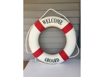 Wonderful 'Welcome Aboard' Ship. Boat Nautical Jim Buoy Life Ring With Attached Rope For Boat Or Beach House.