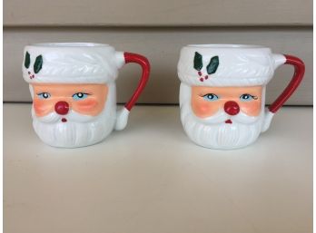Two Vintage Santa Claus Christmas Mugs.