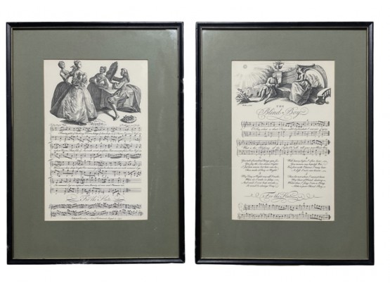 Two Framed Antique Sheet Music