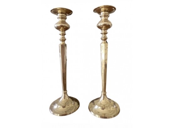Pair Of Century Brass Candle Holders