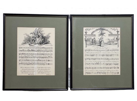 Two Matted And Framed  Antique Sheet Music Prints