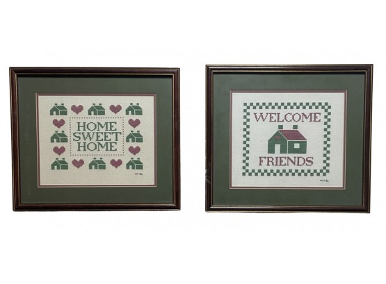 Two Framed Cross Stich Pictures
