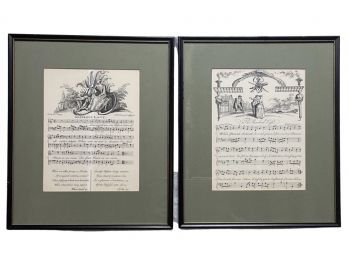 Two Matted And Framed  Antique Sheet Music Prints