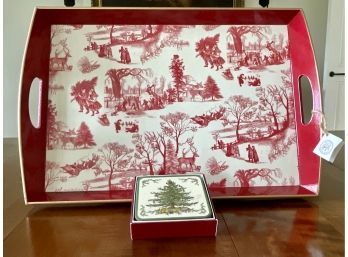 Spode Christmas Coasters &  Tray By Michel Design