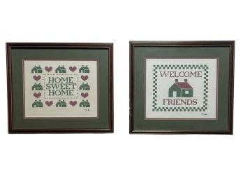 Two Framed Cross Stich Pictures