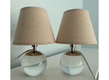 Pair Of Glass Bedside Lamps
