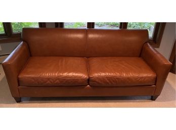 Crate And Barrel Camel Colored Leather Sofa
