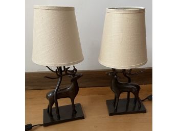 Pair Of Metal Deer Lamps