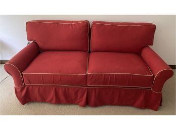 Crate And Barrel Love Seat With Red Slip Covers