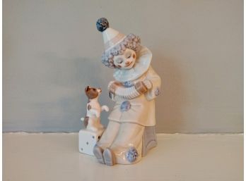 Lladro Pierrot With Concertina (Clown With Dog)