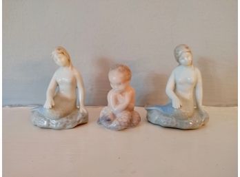 Royal Copenhagen Baby Mermaid And Two Other Mermaids