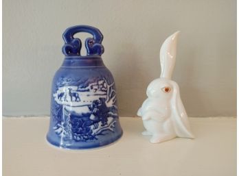 Royal Copenhagen Bell And A Herend Bunny Rabbit