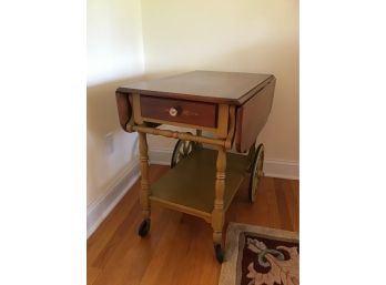 Hitchcock Furniture Tea Cart, Maple And Harvest Green, Choice Of A Wife Poem Inside Drawer