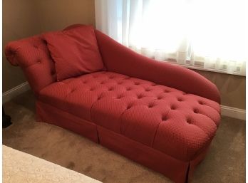 Ethan Allen  Tufted Chaise Lounge, Red Ditzy Dot Upholstery