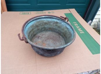Antique Brass Pail With Iron Handle