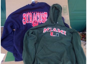 Lot Of Two Sweat Shirts Miami And Syracuse