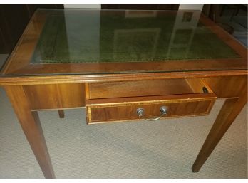 Executive Suite Computer Desk, Leather Inset With Glass Top